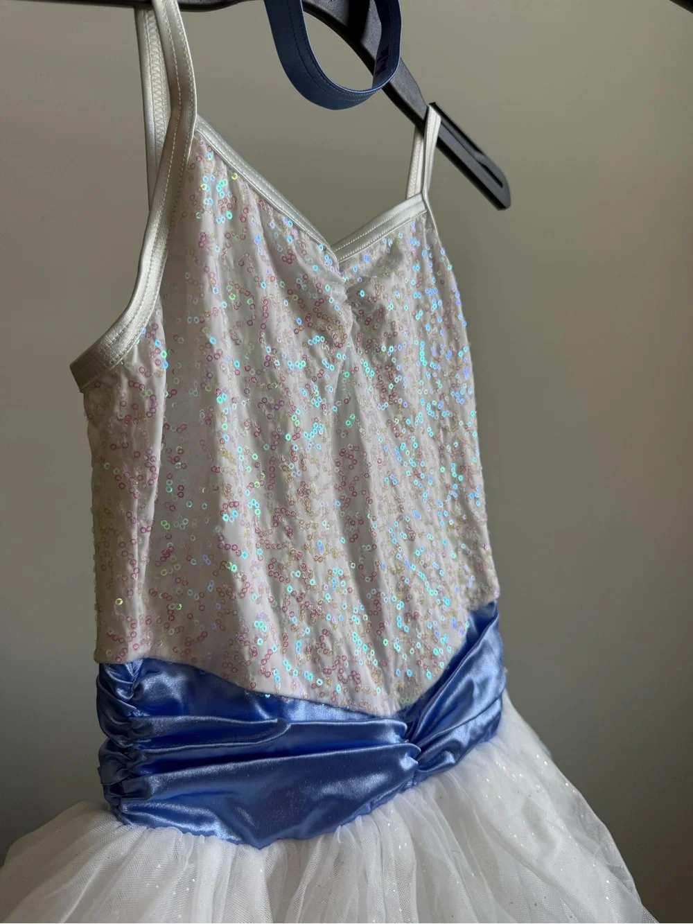 Weissman White and Light Blue Sparkle Tulle Dance Costume